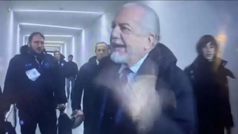 aurelio de laurentiis sbrocca alle telecamere prima di napoli juve 