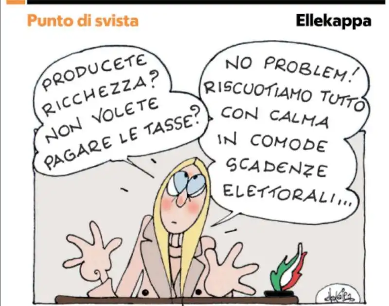 GIORGIA MELONI E LE TASSE - VIGNETTA BY ELLEKAPPA 