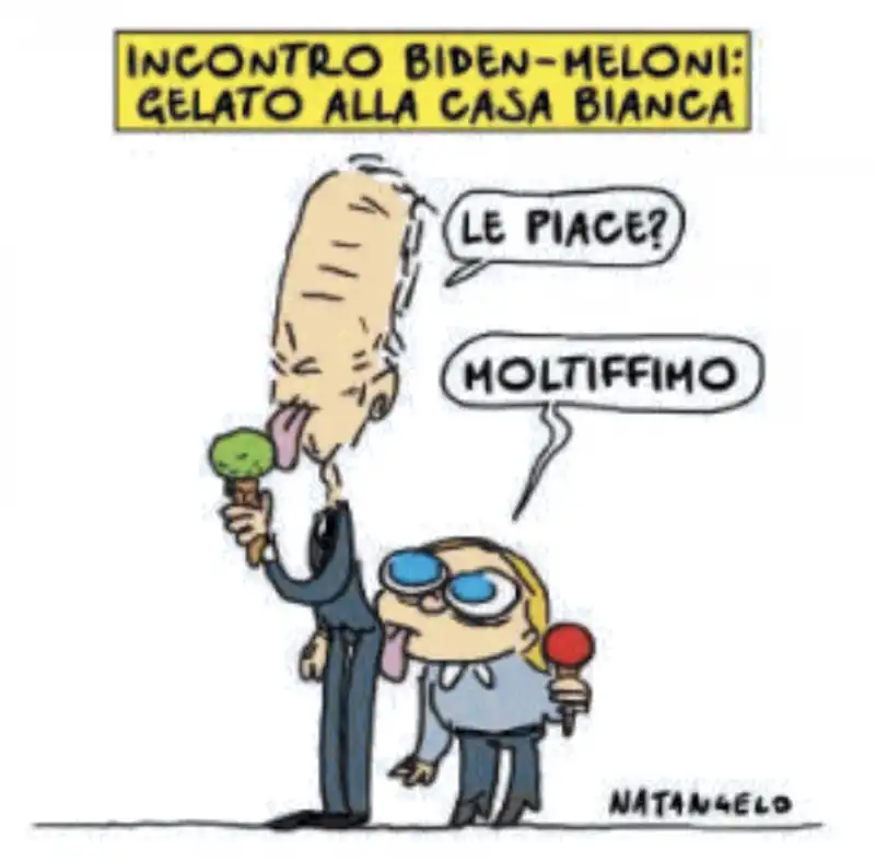 joe biden e giorgia meloni - vignetta by natangelo