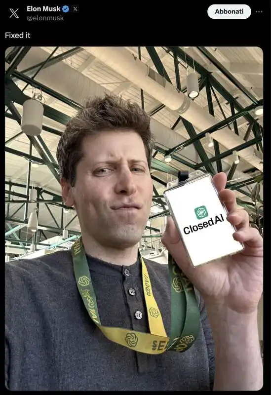 meme pubblicato da elon musk su sam altman