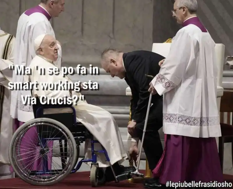 papa francesco e la via crucis - meme by osho