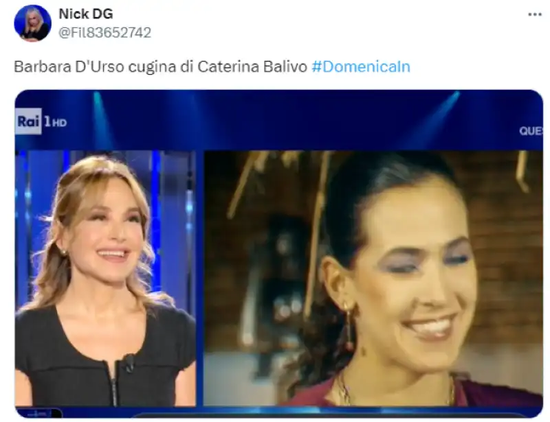 tweet barbara d'urso a domenica in 5