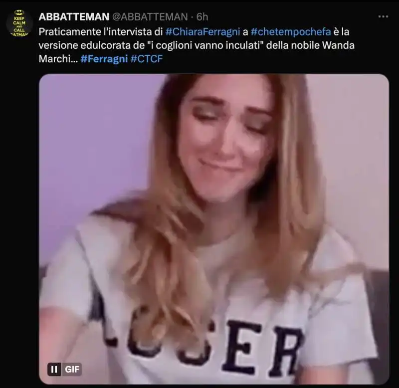 tweet su chiara ferragni     