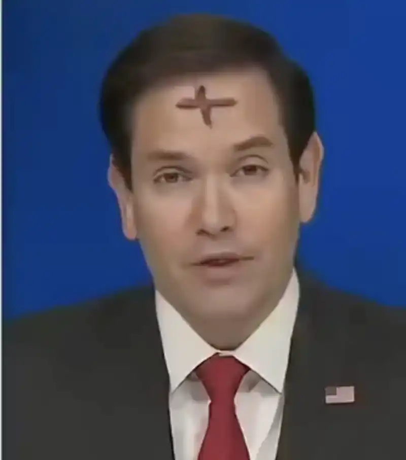 marco rubio con la croce di cenere in diretta a fox news   5