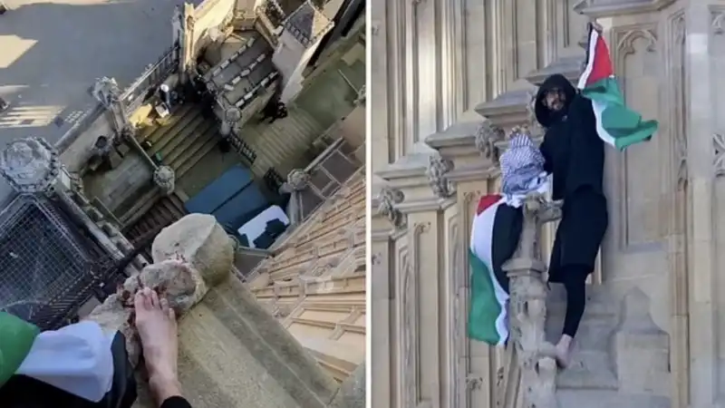 uomo si arrampica sul big ben   3