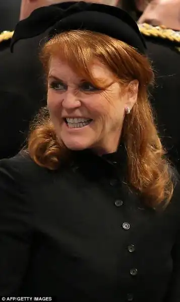 LA DUCHESSA DI YORK SARAH FERGUSON ARRIVA AL FUNERALE DI MARGARET THATCHER 