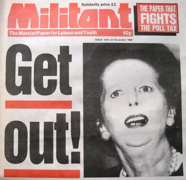 MARGARETH THATCHER SULLA COVER DI MILITANT NEL NOVANTA 