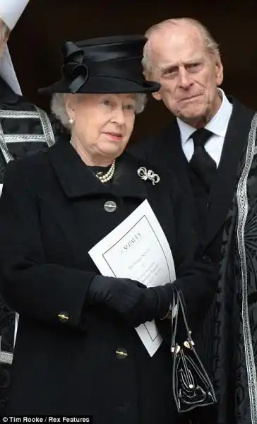 LA REGINA ELISABETTA E IL PRINCIPE FILIPPO AL FUNERALE DI MARGARET THATCHER 