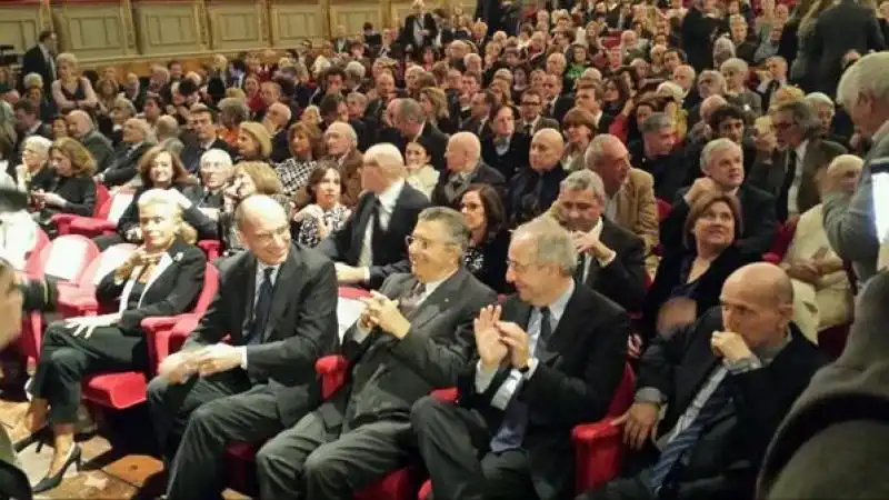 PRIMA FILA DEI NOVANTA DI SCALFARI - LETTA DE BENEDETTI VELTRONI FOTO TOMMASO RODANO