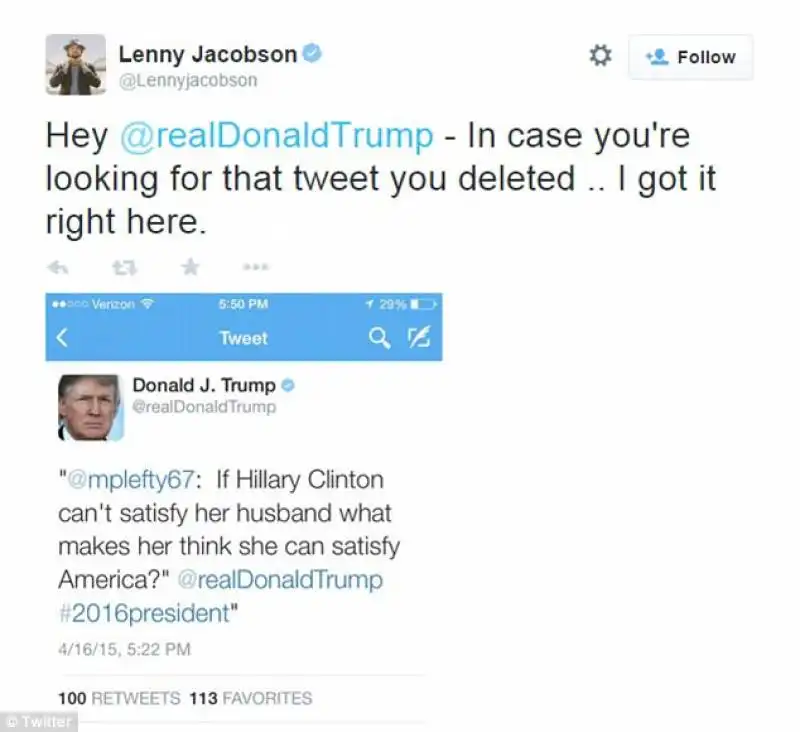 Donald Trump e il tweet di Sawyer Burmeister contro Hillary Clinton