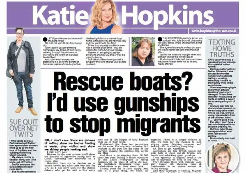 katie hopkins gli immigrati come scarafaggi sul sun