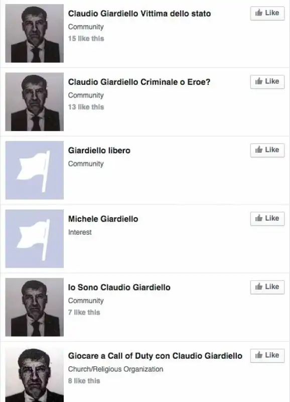 pagine facebook dedicate a claudio giardiello