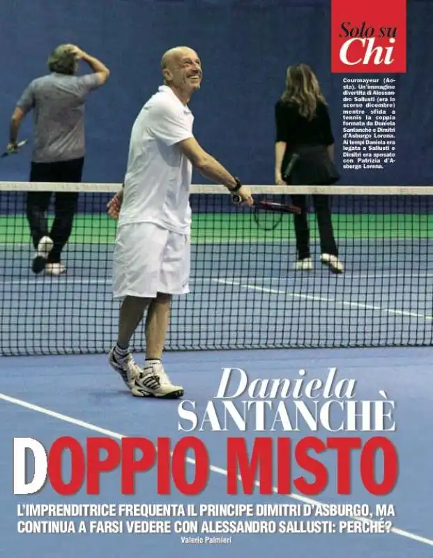 alessandro sallusti gioca a tennis con daniela santanche e dimitri d asburgo lorena a cortina