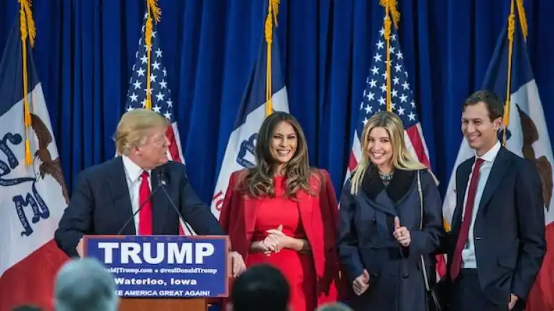 donald trump con melania ivanka e il marito