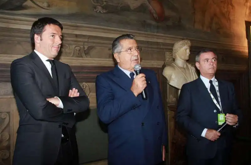 ezio mauro con matteo renzi e carlo de benedetti