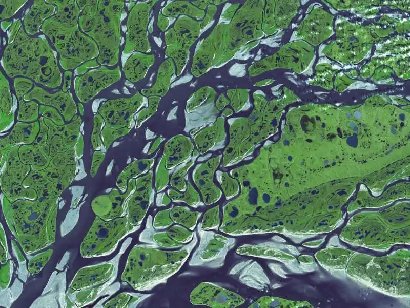 il delta del fiume lena in russia si scioglie in primavera nel mar glaciale artico