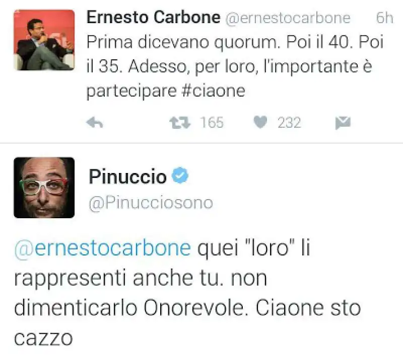 LE REAZIONI AL CIAONE DI ERNESTO CARBONE