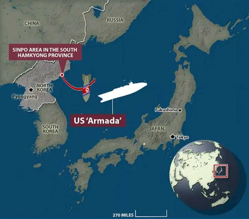 IL TEST MISSILISTICO DELLA COREA DEL NORD E LA POSIZIONE DELLA PORTAEREI AMERICANA