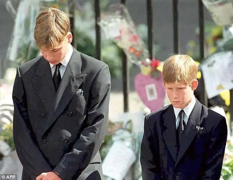 william e harry al funerale della madre