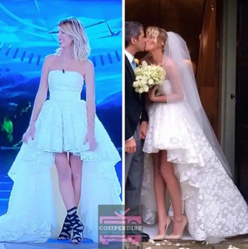 alessia marcuzzi e il vestito simile all abito di matrimonio