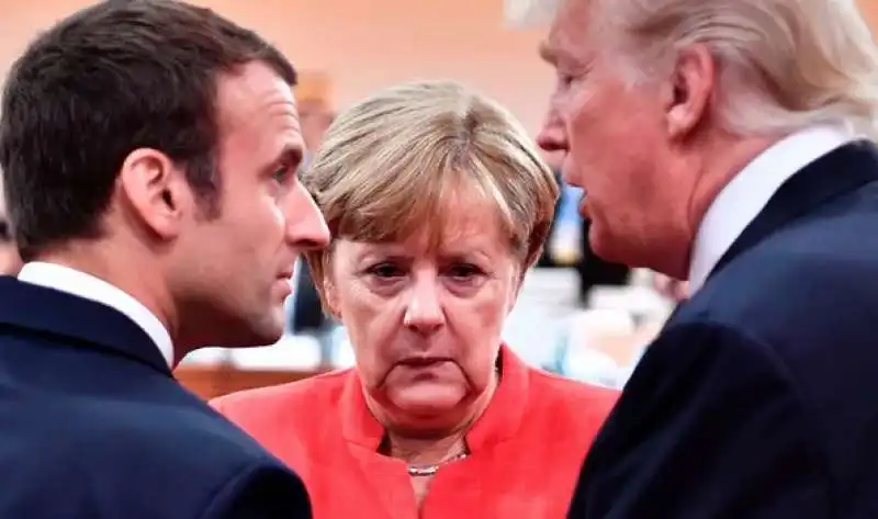 macron, merkel, trump