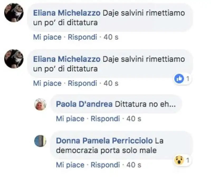 eliana michelazzo e pamela perricciolo tifano salvini e dittatura