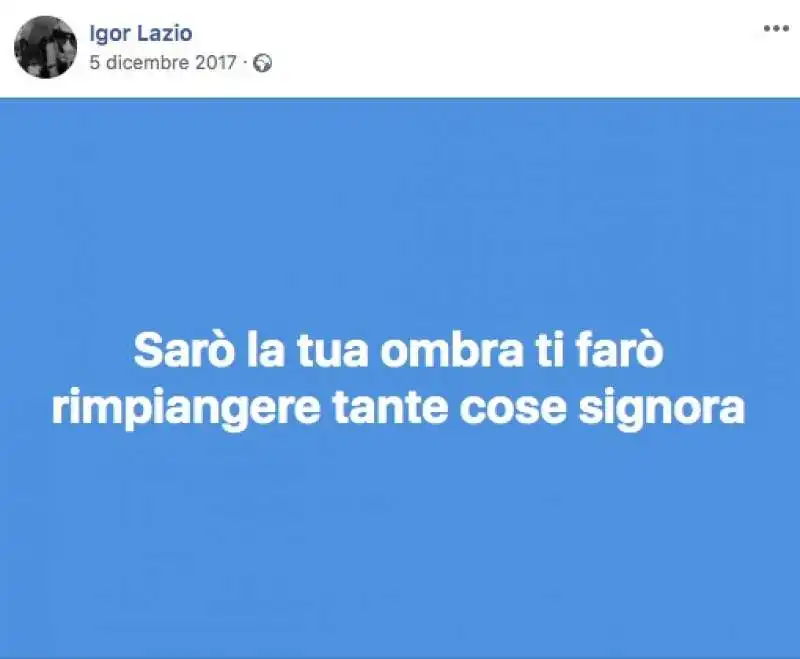 igor lazio minaccia wanda ferro