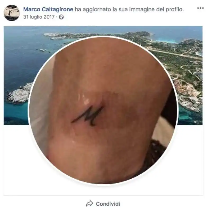 il tatuaggio della m o w sulla pagina di marco caltagirone