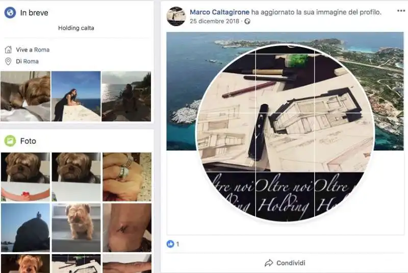 la homepage di marco caltagirone piena di foto di wanda ferro e del cane oscar