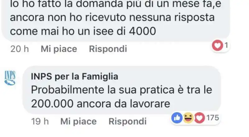 le risposte del social media manager di inps per la famiglia 1