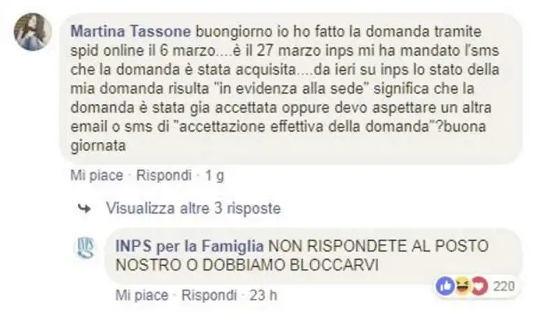 le risposte del social media manager di inps per la famiglia 12