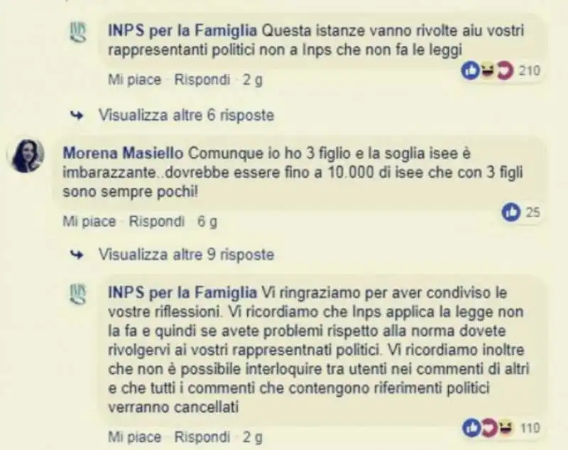 le risposte del social media manager di inps per la famiglia 9