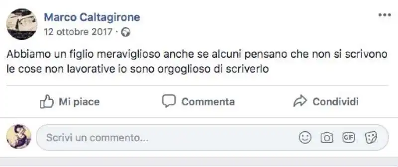 marco caltagirone sul figlio 