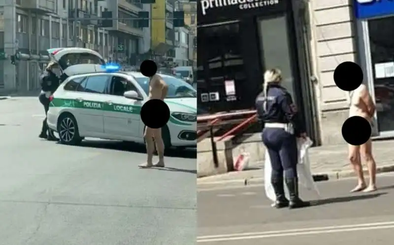 nudo per strada  a milano 