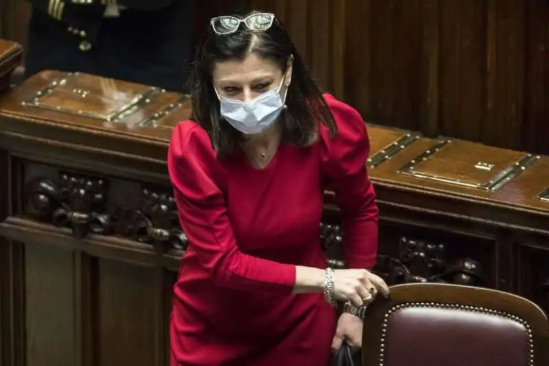 paola de micheli alla camera con la mascherina