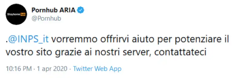 pornhub offre aiuto all'inps