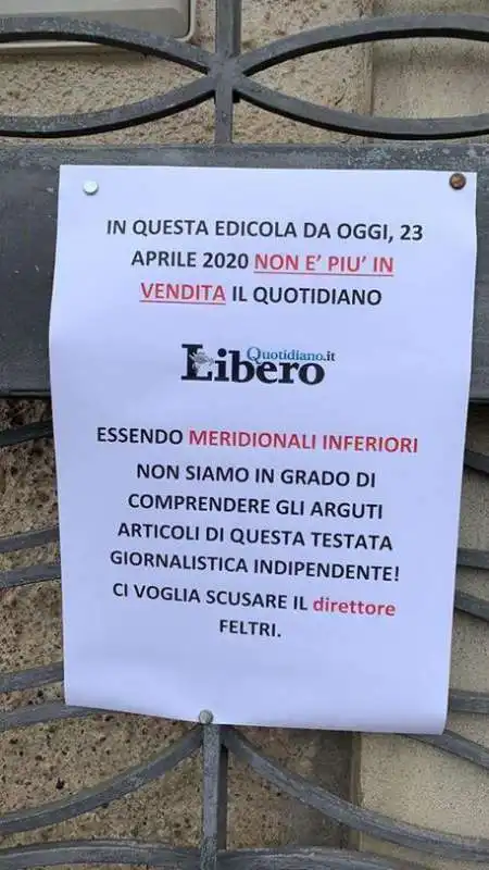 PROTESTA DELLE EDICOLE MERIDIONALI CONTRO LIBERO E VITTORIO FELTRI