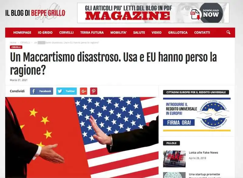 ATTACCO AGLI STATI UNITI DAL BLOG DI BEPPE GRILLO