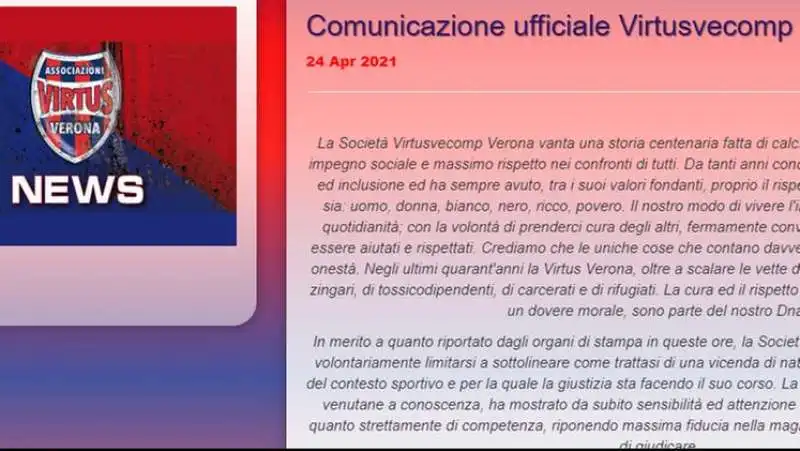 comunicato della virtus verona sui giocatori accusati di stupro 