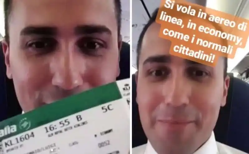 LUIGI DI MAIO CON BIGLIETTO ALITALIA