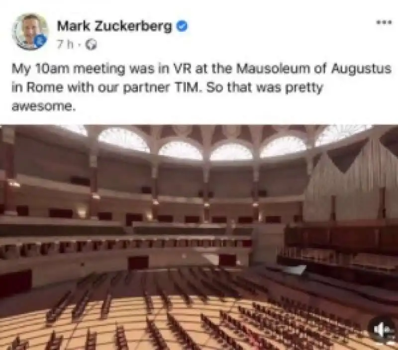 mark zuckerberg visita virtuale al mausoleo di augusto