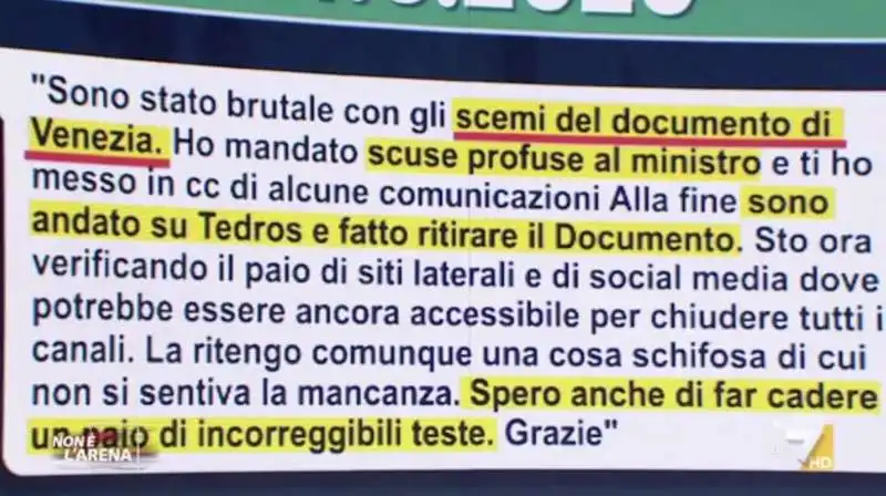 non e' l'arena    le chat tra ranieri guerra e brusaferro. 