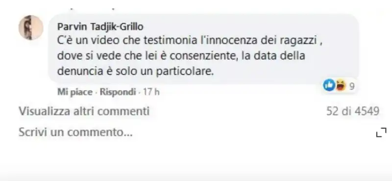 PARVIN TADJIK MOGLIE DI BEPPE GRILLO POST 