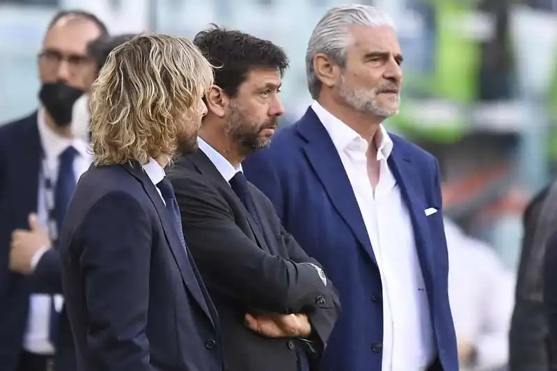 ANDREA AGNELLI CON PAVEL NEDVED E MAURIZIO ARRIVABENE