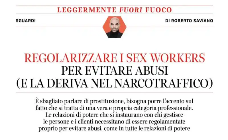 ARTICOLO DI ROBERTO SAVIANO SUL SEX WORK - SETTE - CORRIERE DELLA SERA - 25 MARZO 2022