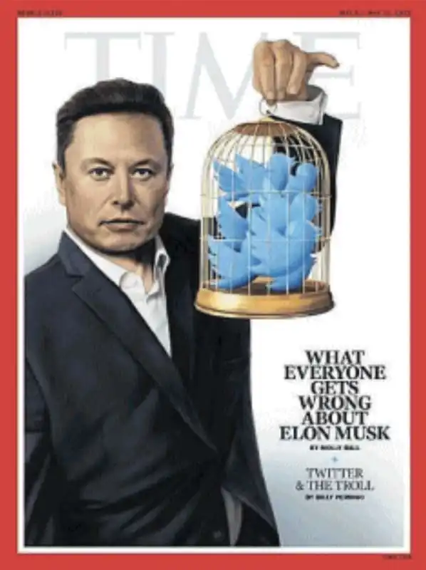 LA COPERTINA DI TIME SULL ACQUISTO DI TWITTER DA PARTE DI ELON MUSK 