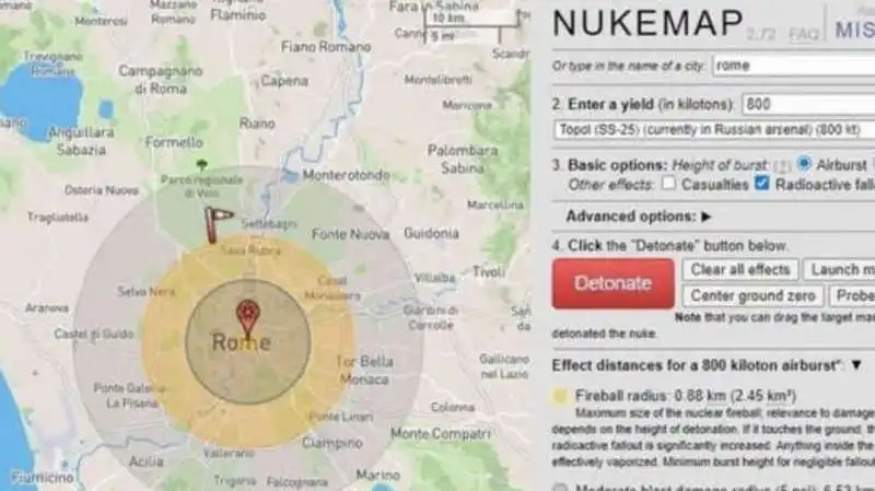 SIMULATORE DI UN DISASTRO ATOMICO IN ITALIA