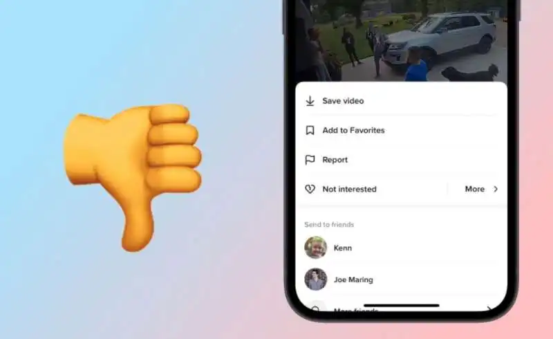 TIKTOK INTRODUCE IL TASTO NON MI PIACE 