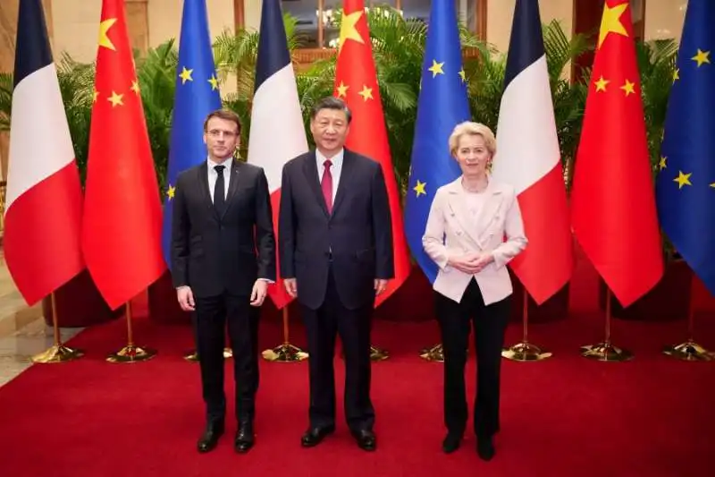 emmanuel macron xi jinping ursula von der leyen 