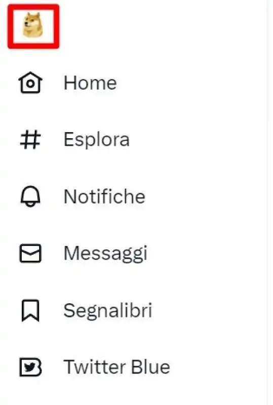 il logo di dogecoin al posto di quello di twitter 